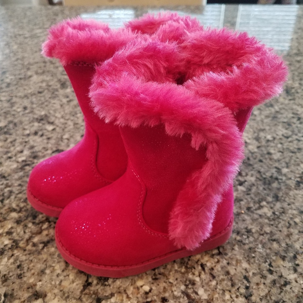 Toddler Girl Hot Pink Cozy Boots